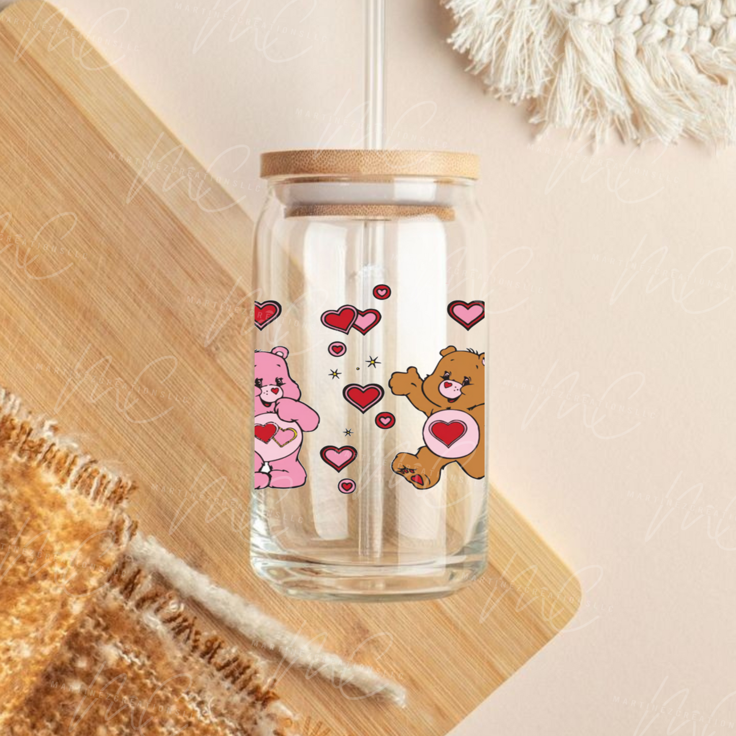 Care Bear Valentine Bundle ( sweater and glass can)