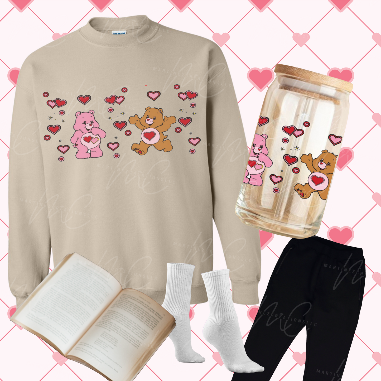 Care Bear Valentine Bundle ( sweater and glass can)